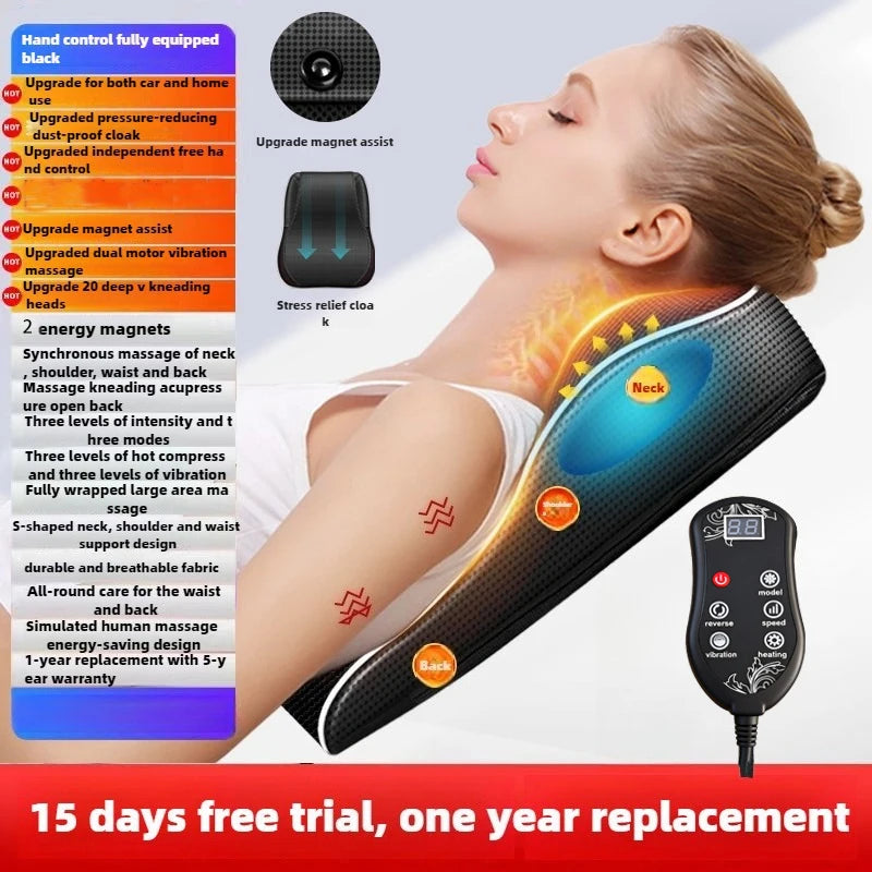 Electric Cervical Massage Pillow | Heated Kneading for Neck, Back & Shoulder – Wellness-Whirl