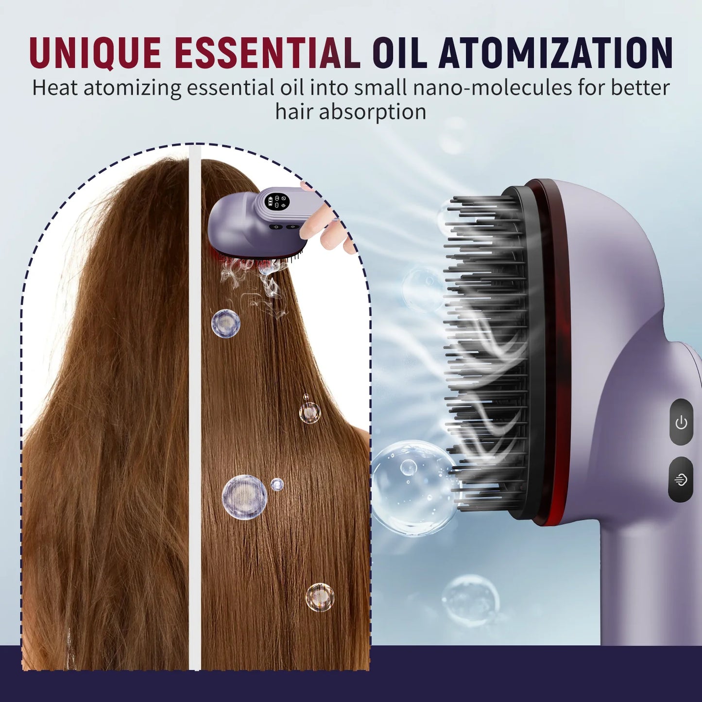 Head Massage Comb Red Light Hair Care High Frequency Vibration Head Massager Essential Oil Atomization Function Relieve Pressure