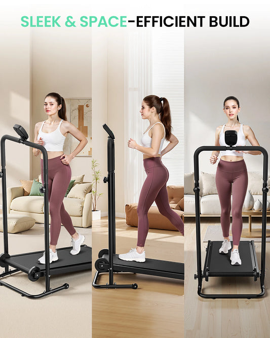 Non-Electric Treadmill with Dual Flywheel & Fixed Incline - Motorless Treadmill with LCD Monitor,Non-Slip Belt,for Home/Gym Use