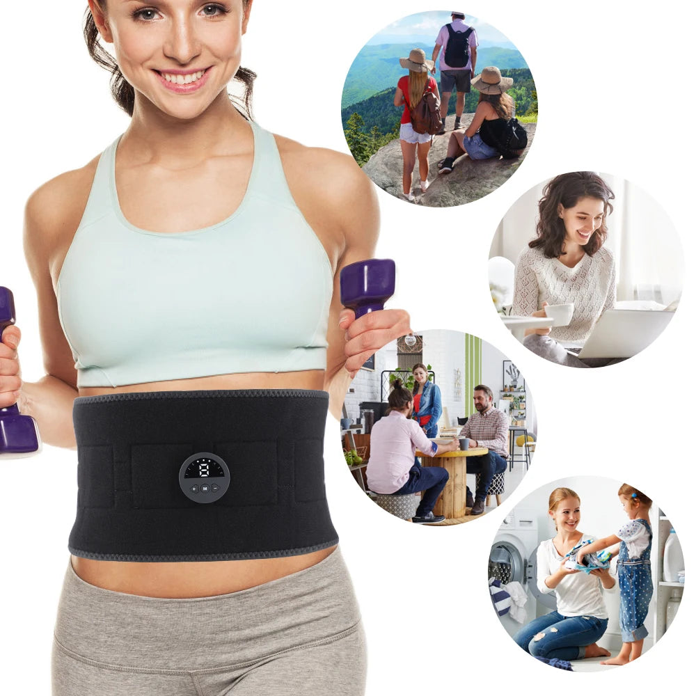 EMS Electric Muscle Stimulator Waist Fitness Vibrating Massage Belt Abdominal Muscle Trainer Weight Loss Slimming Massager