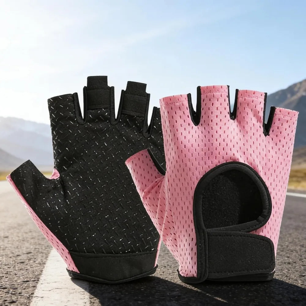 Anti Slip Fingerless Workout Gloves for Women Non Slip Gym Training Gloves with Premium Grip Padded Palm for Weight Lifting Cycling