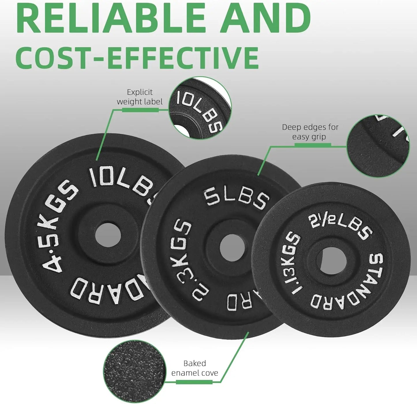 Standard 1-Inch Barbell Weight Plates 2.5–45LB | Home Gym
