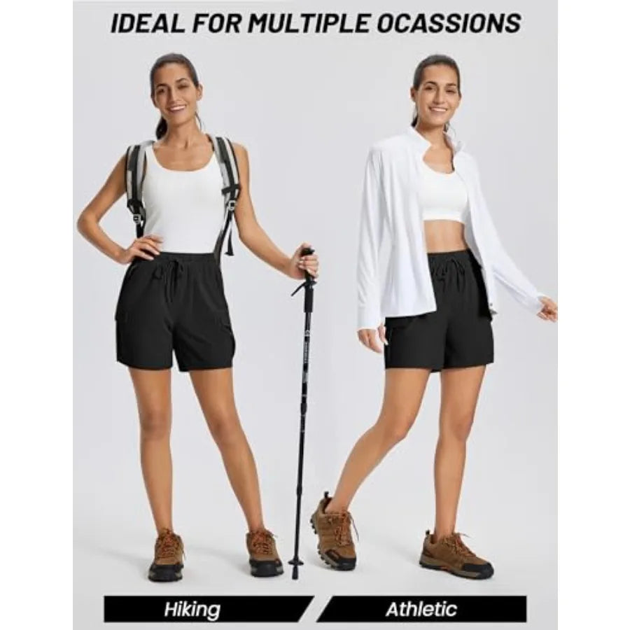 MAGCOMSEN Women's 5'' Hiking Cargo Shorts UPF 50 Quick Dry Lightweight