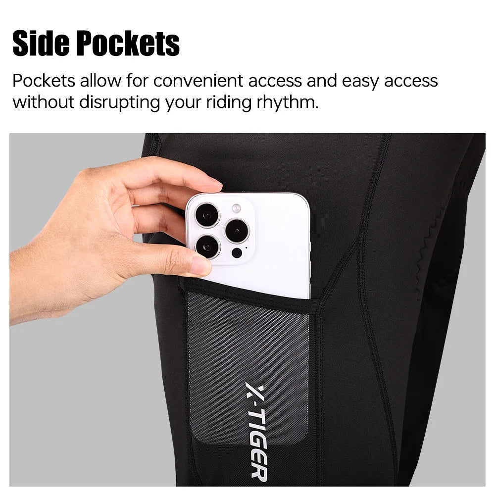 Winter Men's Long Cycling Pants Sponge Pad Shock Absorption Bicycle Trousers Warm Breathable MTB Road Bike Tights