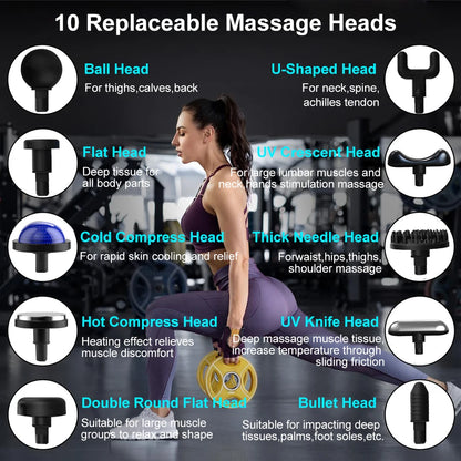 Adjustable Long-Handle Massage Gun | 9 Speeds & Hot/Cold Heads