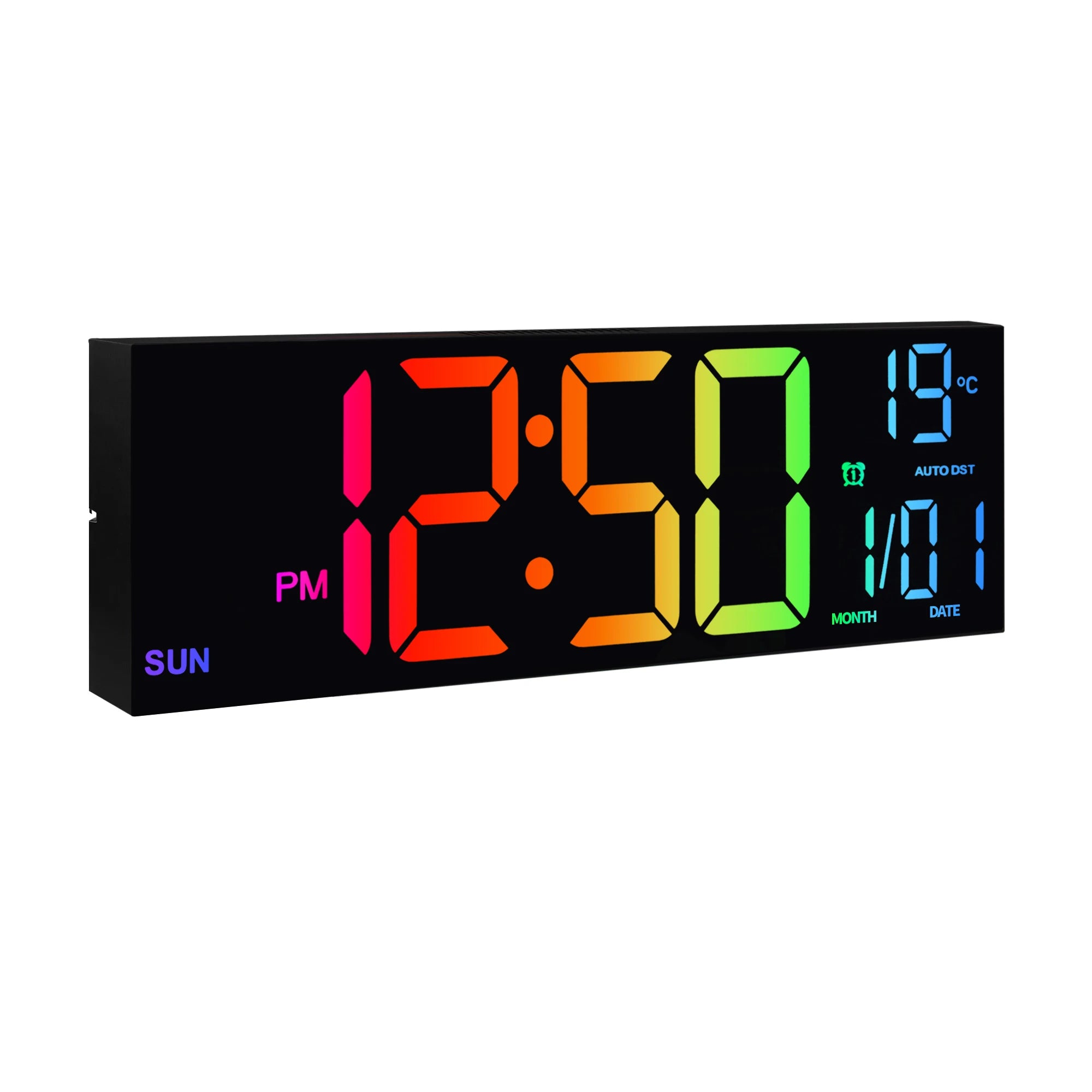 16" Large LED Digital Wall Clock | 8 RGB Colors with Remote – Wellness-Whirl