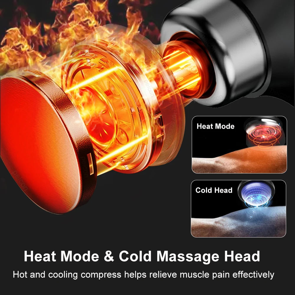 Adjustable Long-Handle Massage Gun | 9 Speeds & Hot/Cold Heads