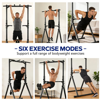 KERDOM Foldable Pull Up Station Power Tower for Home Gym, Height Adjustable Dip Station Power Tower Full Body Strength Training Fitness Equipment, Space Saving, Anti Slip Design, 135kg Weight Capacity, Free-Standing, Muscle W