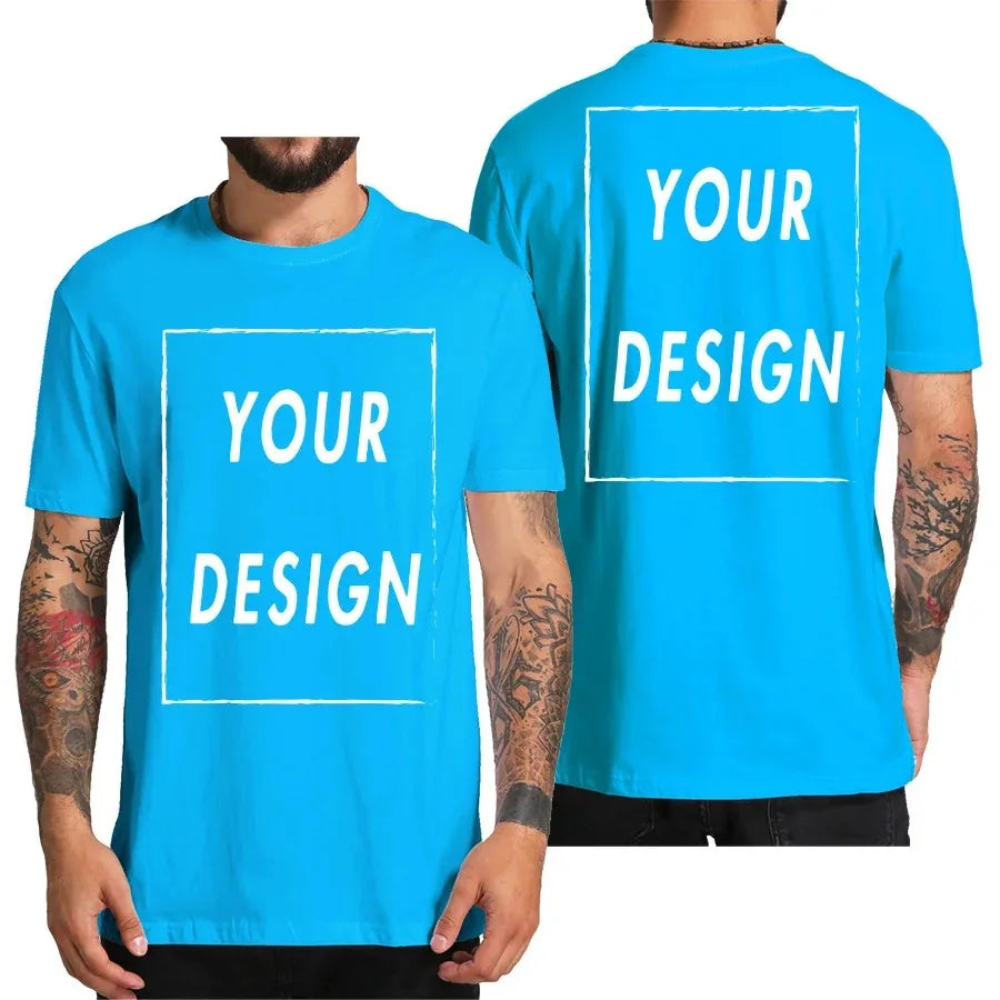 Design Your Own Logo Text Photo Custom T Shirt for Men Free Both Sides US Size Cotton Personalized T-shirt Shipping From US