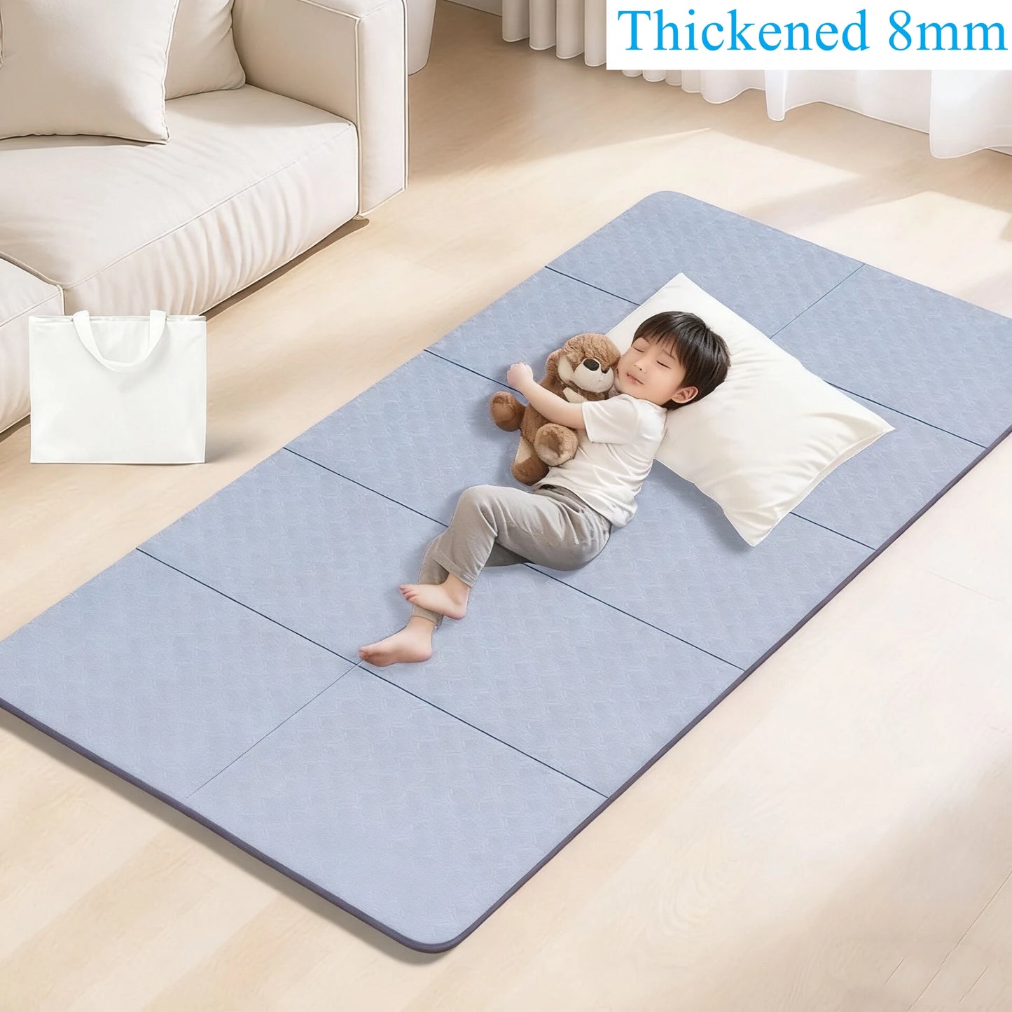 8mm Thick Foldable Yoga Mat Eco Friendly Tpe Folding Travel Fitness Exercise Double Sided Non-Slip for Pilates & Floor Workouts