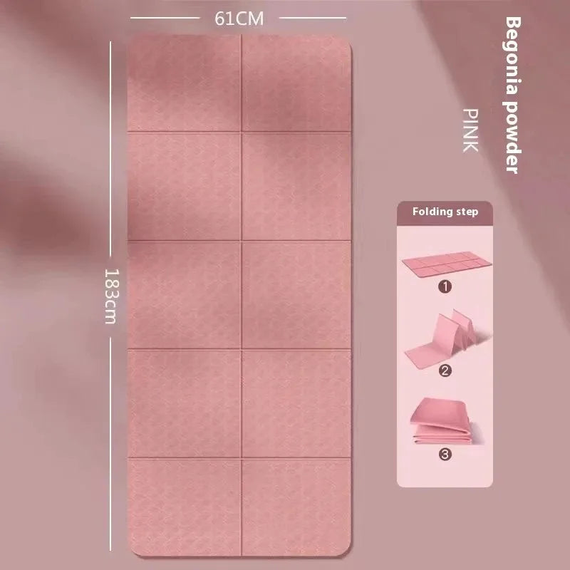 8mm Thick Foldable Yoga Mat Eco Friendly Tpe Folding Travel Fitness Exercise Double Sided Non-Slip for Pilates & Floor Workouts