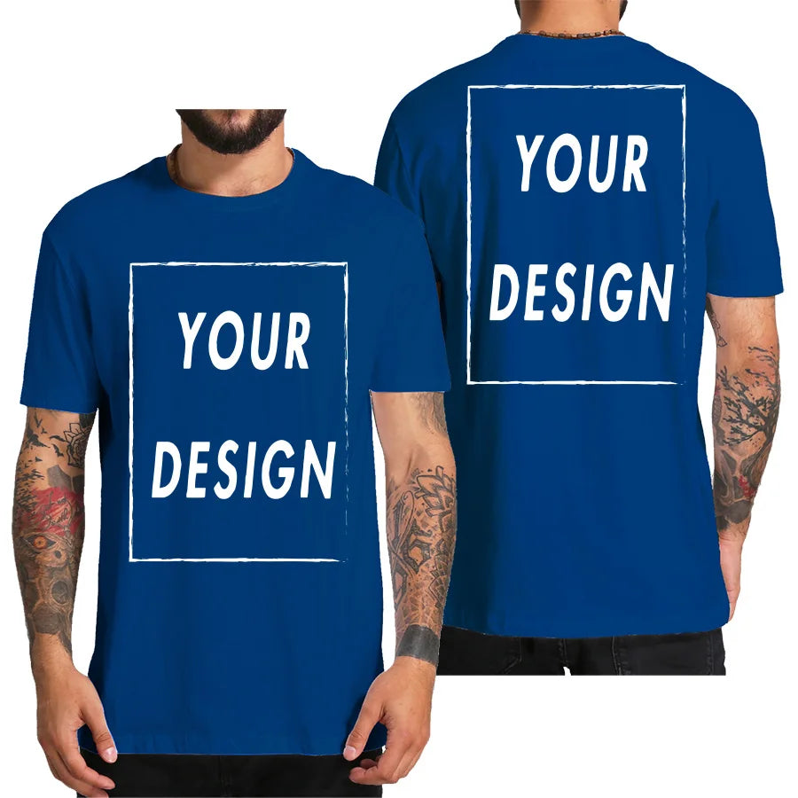 Design Your Own Logo Text Photo Custom T Shirt for Men Free Both Sides US Size Cotton Personalized T-shirt Shipping From US