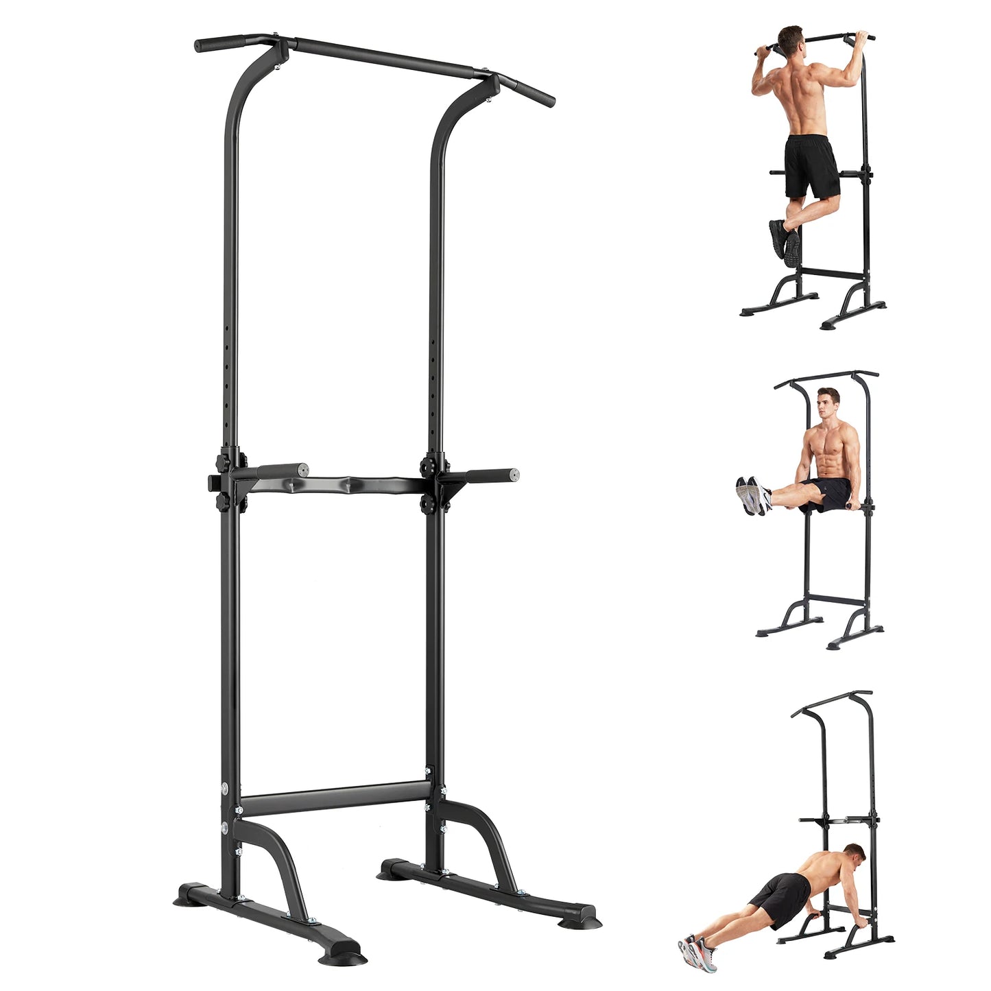 Heavy Duty Pull Up Dip Station for Home Gym - 330LBS Capacity Power Tower with Adjustable Height, Multi-Function Strength Training Equipment for Chin Ups, Push Ups, Dips & Leg Raises