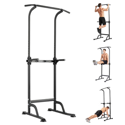 Heavy Duty Pull Up Dip Station for Home Gym - 330LBS Capacity Power Tower with Adjustable Height, Multi-Function Strength Training Equipment for Chin Ups, Push Ups, Dips & Leg Raises