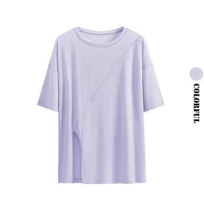 Women's Loose Fit Yoga & Running Tee | Breathable Side-Slit Athletic Top – Wellness-Whirl