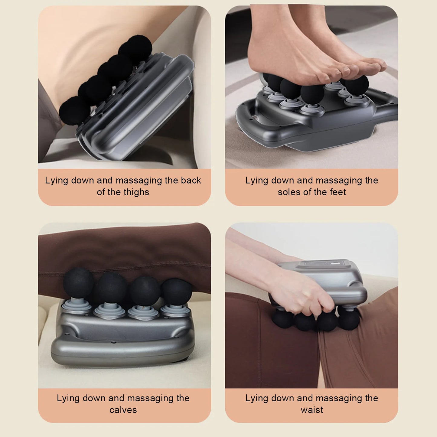 1PC 16 Heads Deep Tissue Massager 99 Intensity Levels Rechargeable ABS Silicone Gray Electric Massager for Back Shoulder Neck