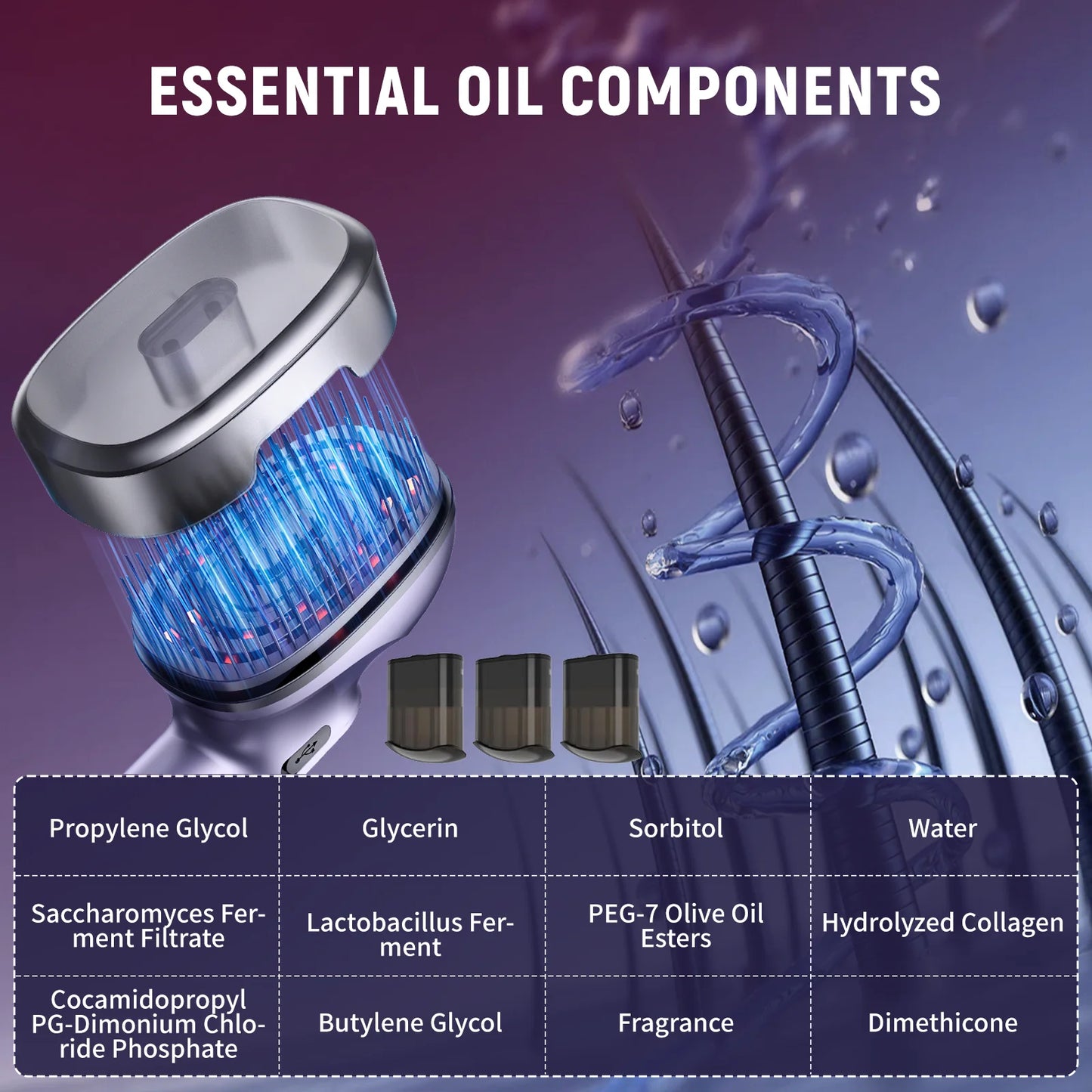 Head Massage Comb Red Light Hair Care High Frequency Vibration Head Massager Essential Oil Atomization Function Relieve Pressure