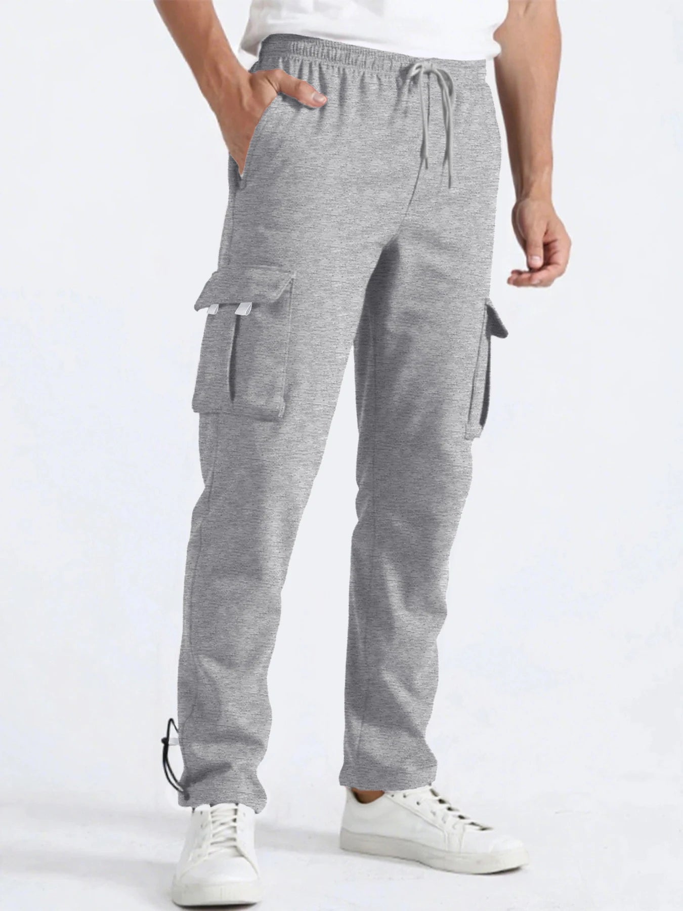 Men's Sweatpants Straight Fit Joggers for Sports and Streetwear Loose Oversized Drawstring Long Pants Men Multi-pocket Pants
