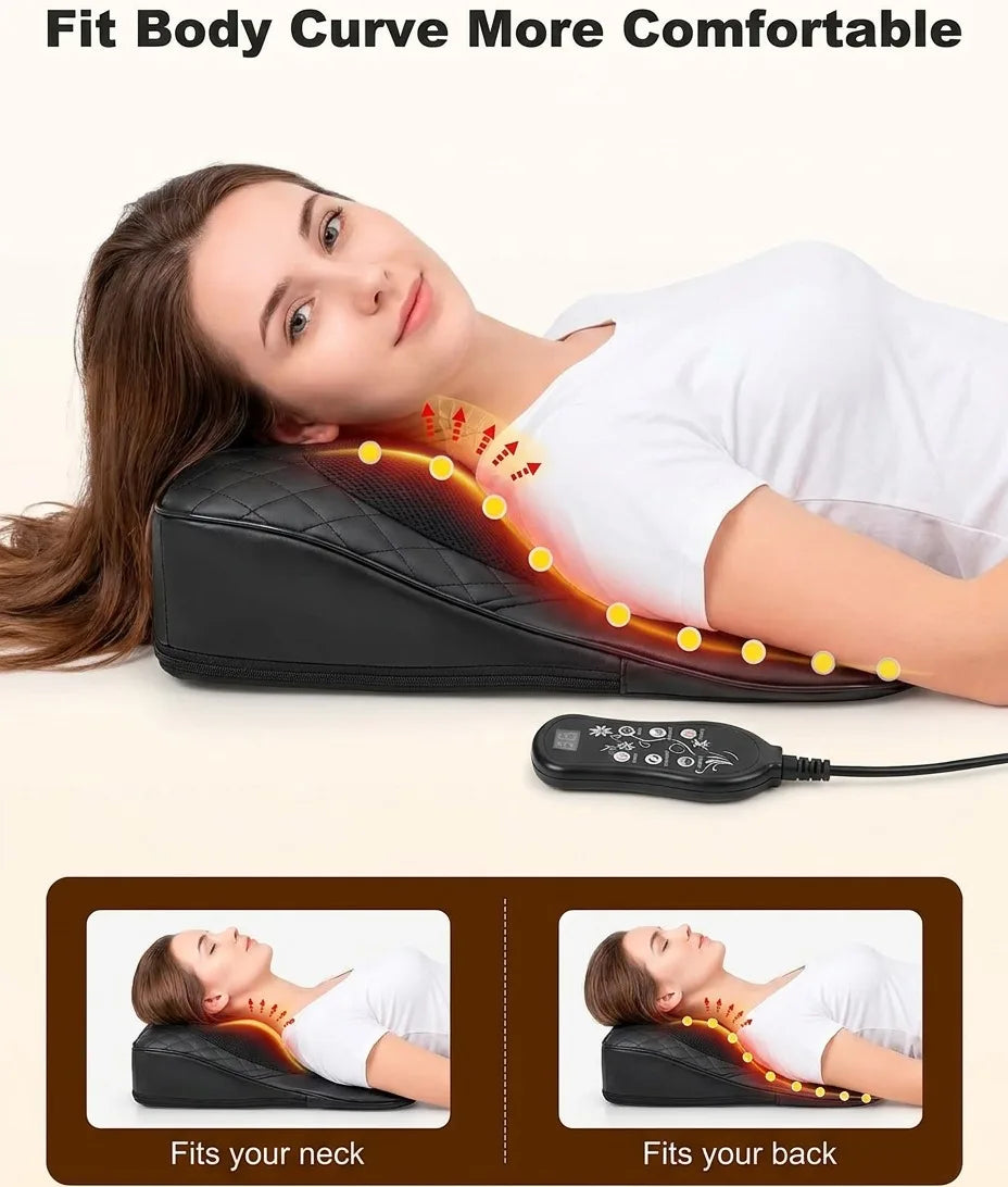 Electric Cervical Massager Waist Back Shoulder Neck Kneading Heated Deep Muscle Car and Home Use Massage Pillow Gift for Elders