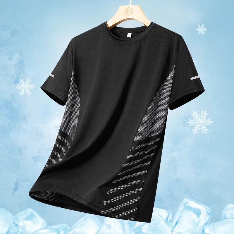 Men's Ice Silk Quick-Dry Running T-Shirt | Reflective Breathable Fitness Tee – Wellness-Whirl