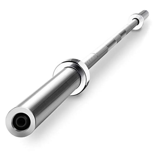 7 Foot Bar Barbell w Two Collars Solid Iron Weighted Workout Bar Chrome Weight Straight Bar for Home Gym Weightlifting and Powe