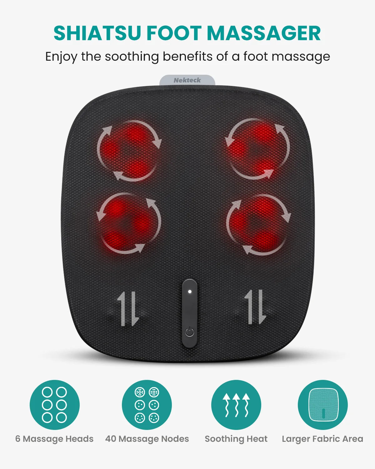 Shiatsu Foot Massager with Heat, Electric Kneading Feet Massage Machine for Plantar Fasciitis, Built-in Infrared Heat