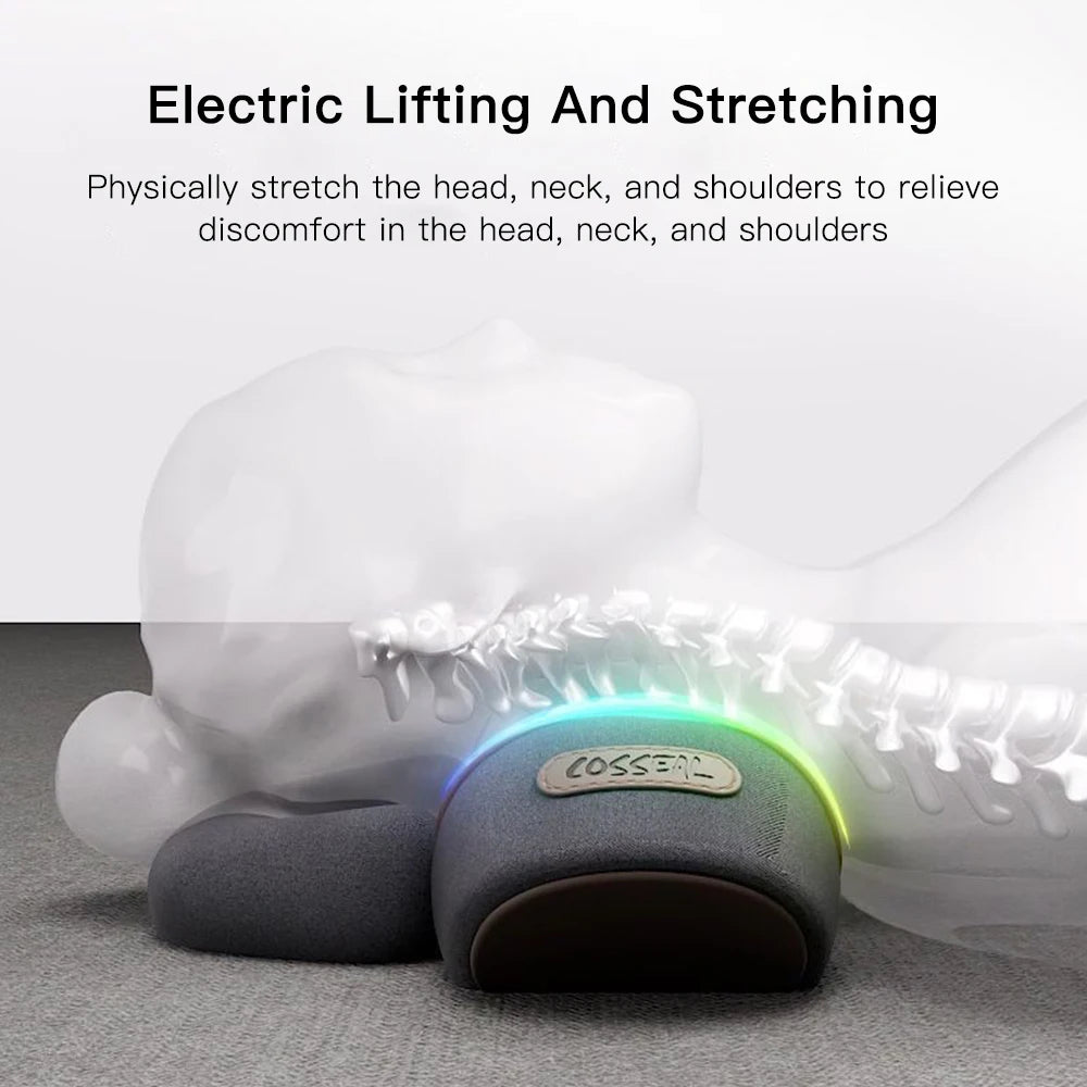 Electric Neck Massager Cervical Pillow Hot Compress Neck Stretch Heating Vibration Neck Shoulder Massage Pillow Back Traction