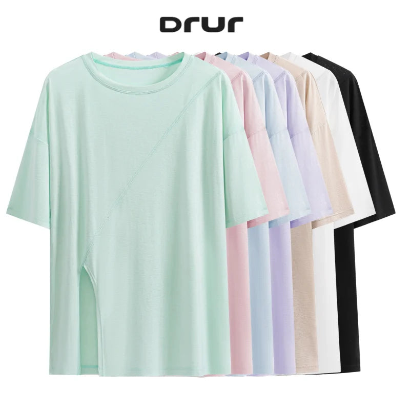 Women Thin Summer Yoga Shirts Loose Fit Breathable Workout Tops with Side Slits Lightweight Running Sport Tee Athletic Wear