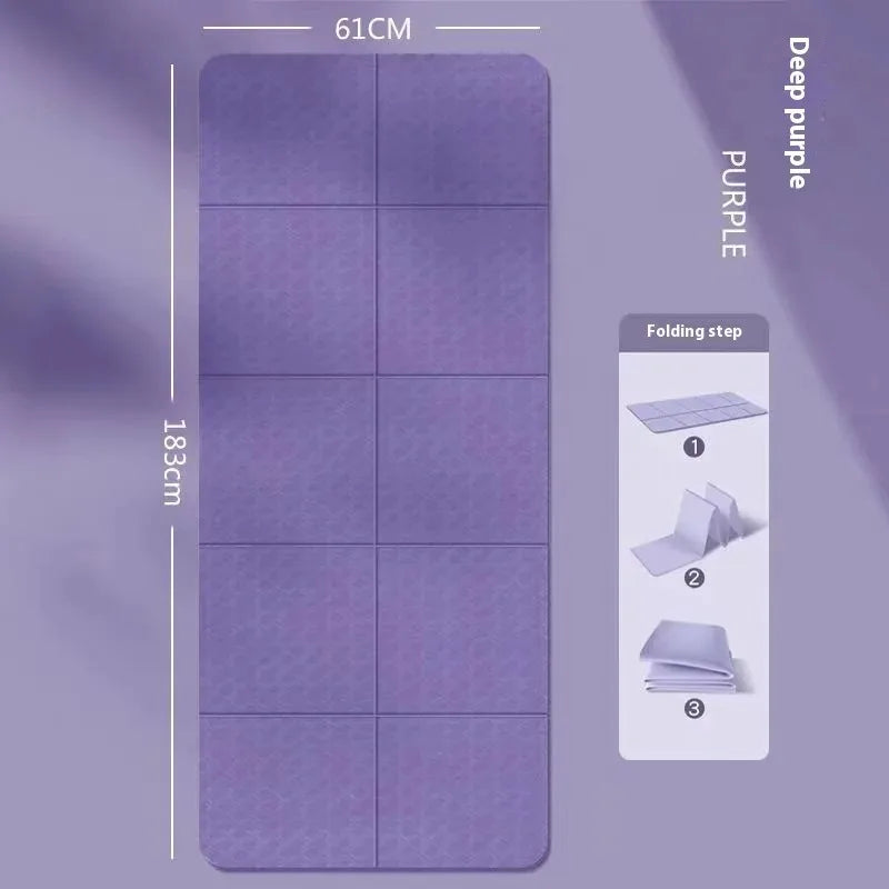8mm Thick Foldable Yoga Mat Eco Friendly Tpe Folding Travel Fitness Exercise Double Sided Non-Slip for Pilates & Floor Workouts