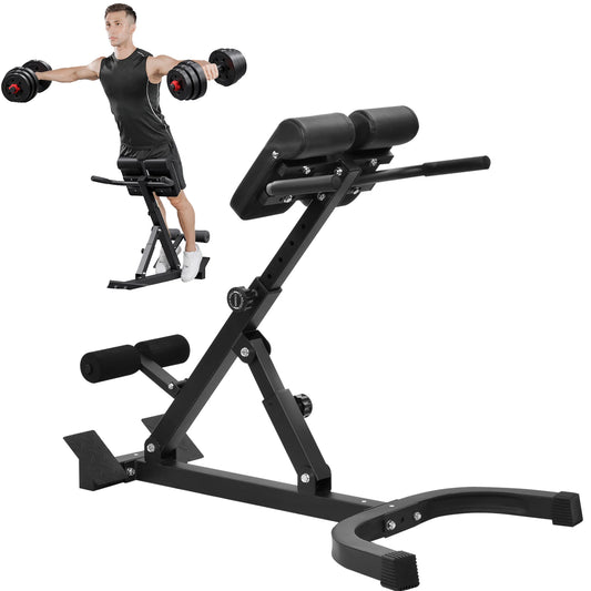 Hyperextension Roman Chair, Foldable Back Extension Bench, Adjustable Home Gym Machine for Core Training