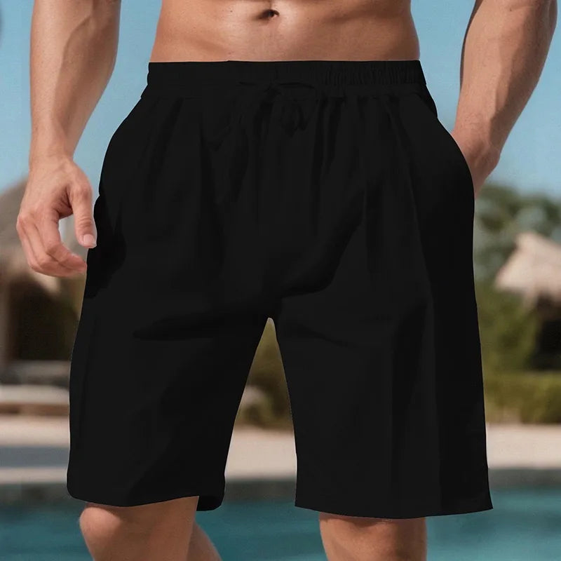 Men Light Blue Quick Dry Beach Shorts Elastic Drawstring Waist Loose Fit Knee Length Swim Trunks Lightweight Breathable Casual  Shorts With Side Pockets