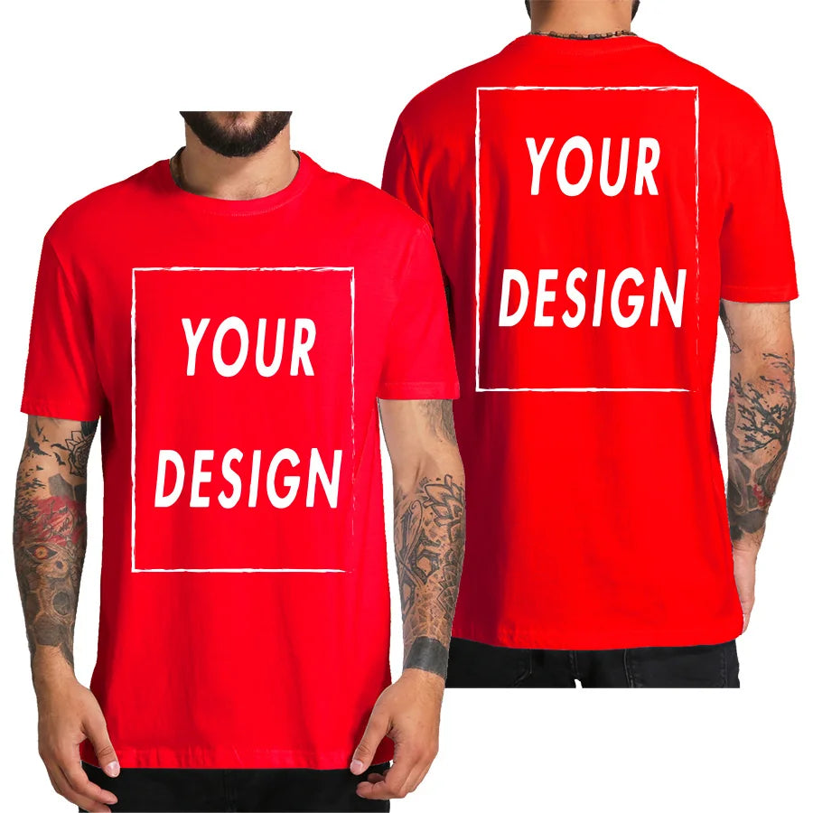 Design Your Own Logo Text Photo Custom T Shirt for Men Free Both Sides US Size Cotton Personalized T-shirt Shipping From US