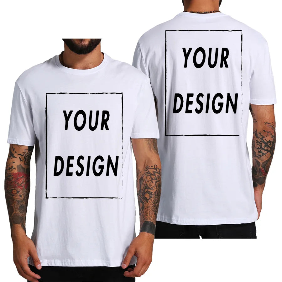 Design Your Own Logo Text Photo Custom T Shirt for Men Free Both Sides US Size Cotton Personalized T-shirt Shipping From US