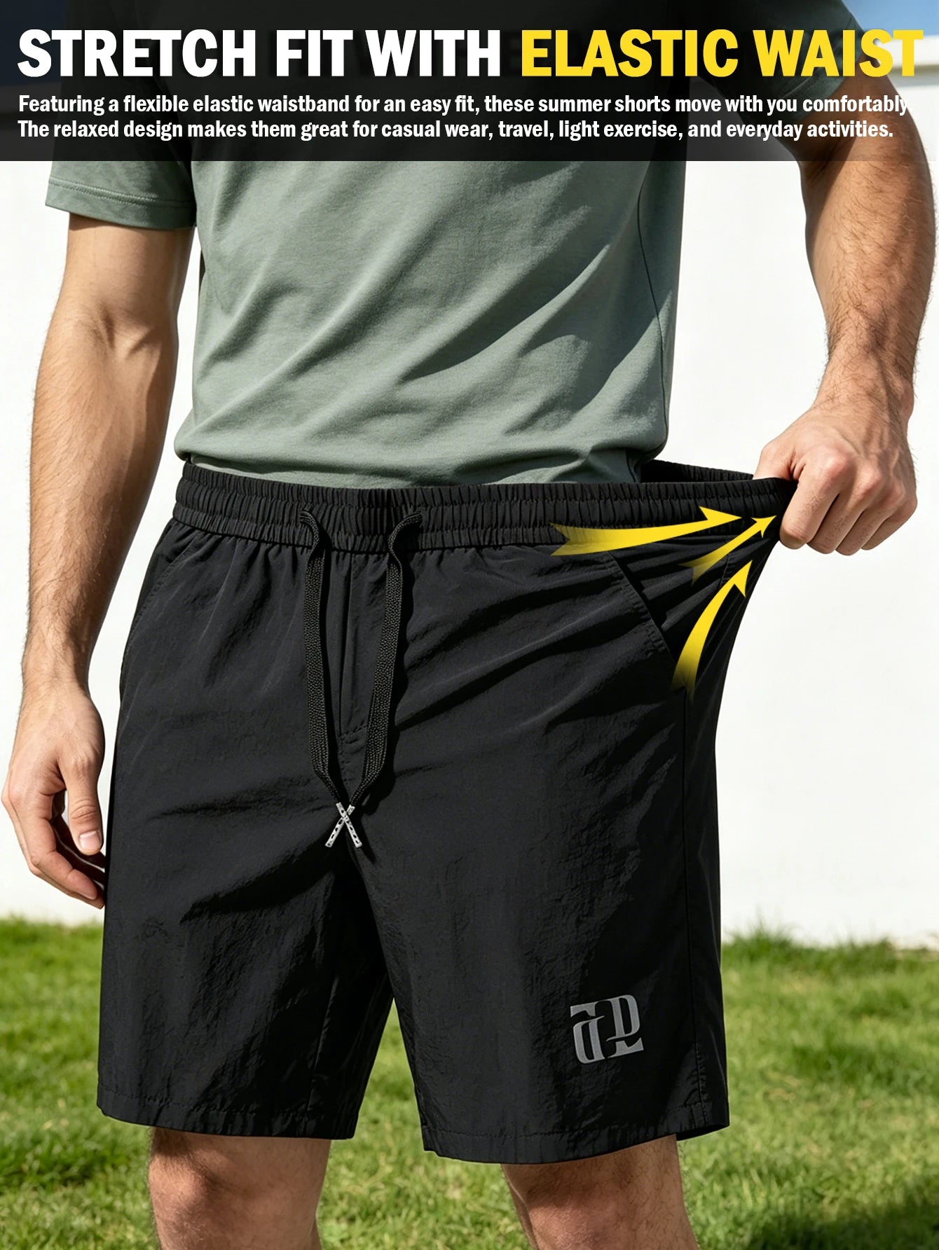 Men's Cargo Sweat Shorts Casual Sports Shorts, Drawstring Elastic Waistband Athletic Shorts,for Sports, Fitness, Jogging, Casual