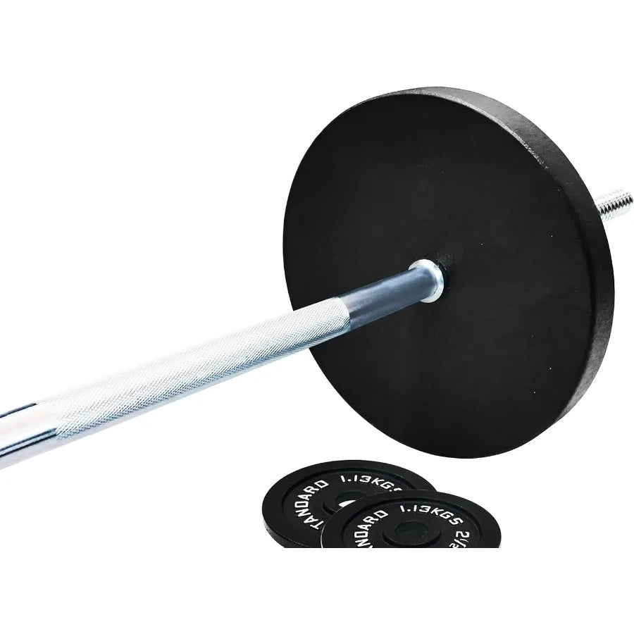 95LB Cast Iron Barbell & Weight Plate Set | Home Gym