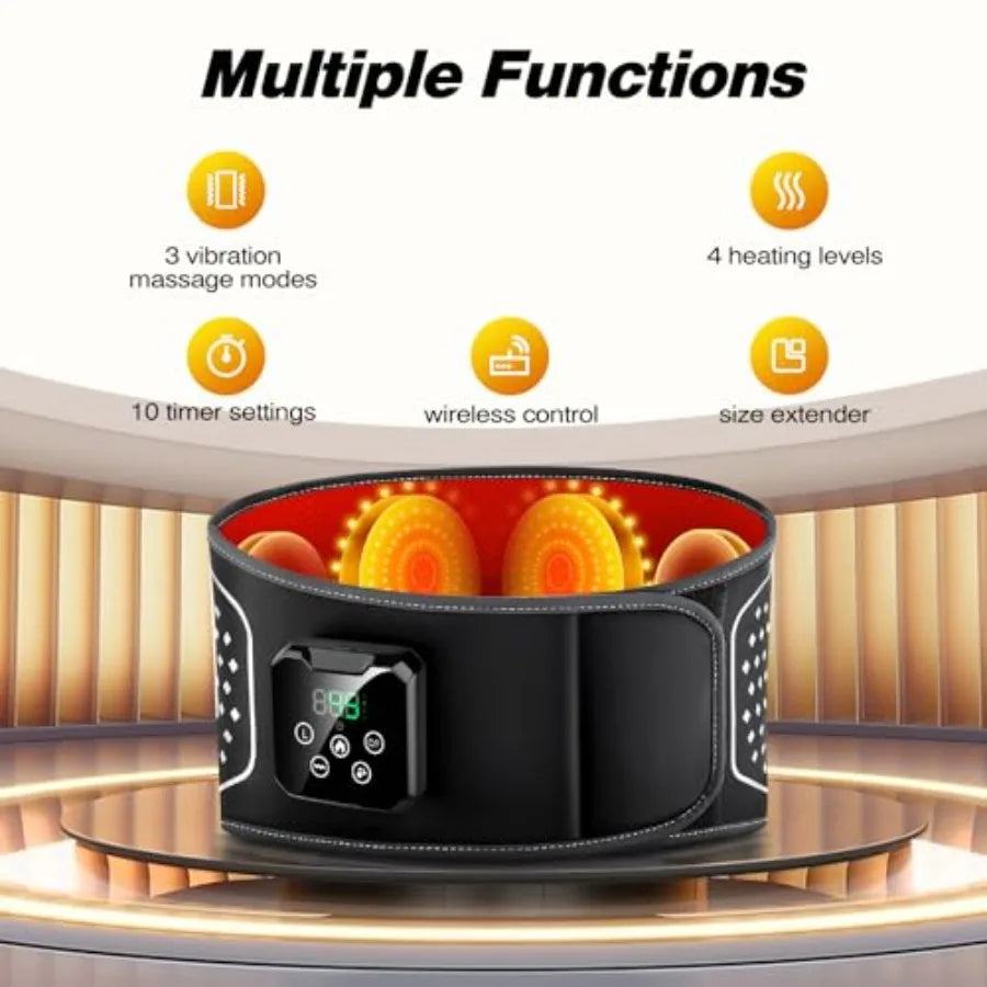 Cordless Electric Heating Pad with Massage for Lower Back Relief: 3 Vibration Modes 4 Adjustable Heating Levels 4000mAh Recharg