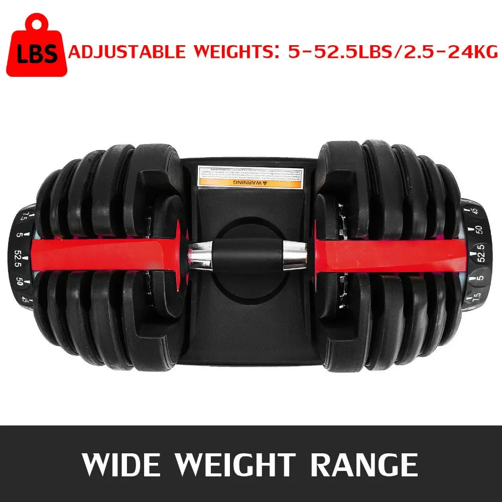 24KG Adjustable Dumbbells Set Home Workout Fitness Equipment  Anti-Slip Handle Full Body Training Arm Muscle Building