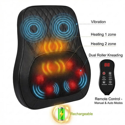 Electric Cervical Massager Waist Back Shoulder Neck Kneading Heated Deep Muscle Car and Home Use Massage Pillow Gift for Elders