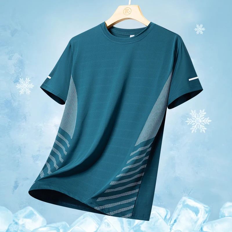 Men's Ice Silk Quick-Dry Running T-Shirt | Reflective Breathable Fitness Tee – Wellness-Whirl