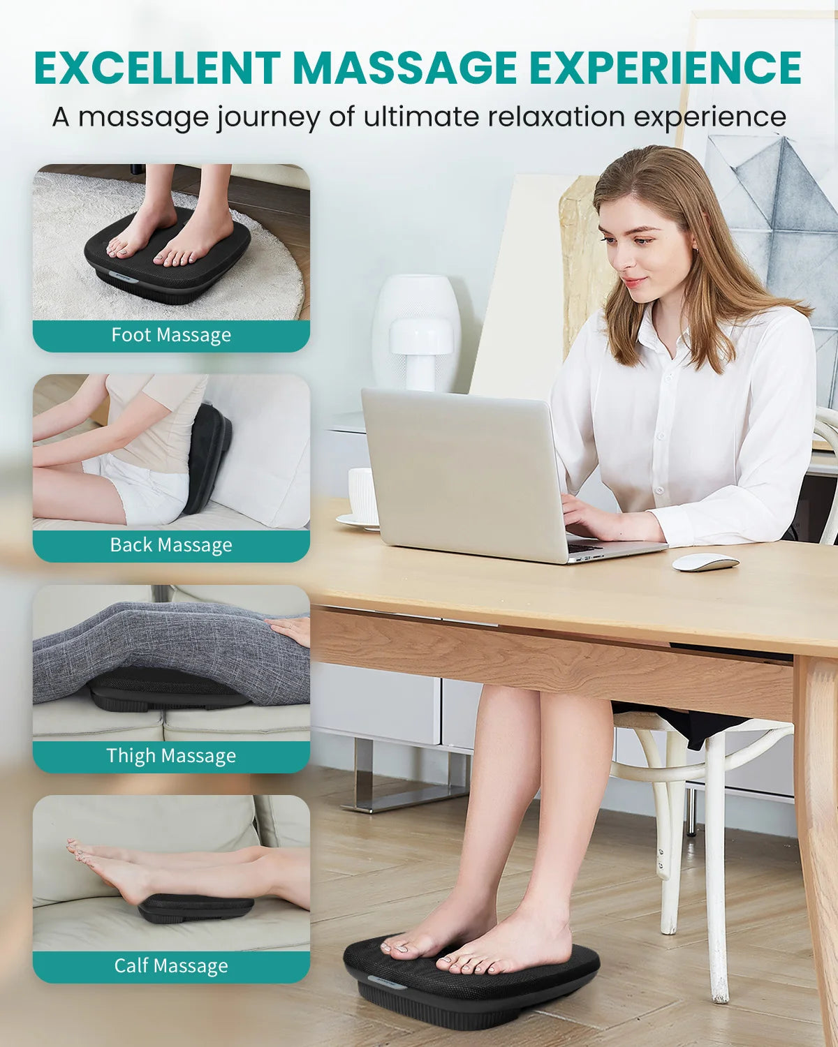 Shiatsu Foot Massager with Heat, Electric Kneading Feet Massage Machine for Plantar Fasciitis, Built-in Infrared Heat