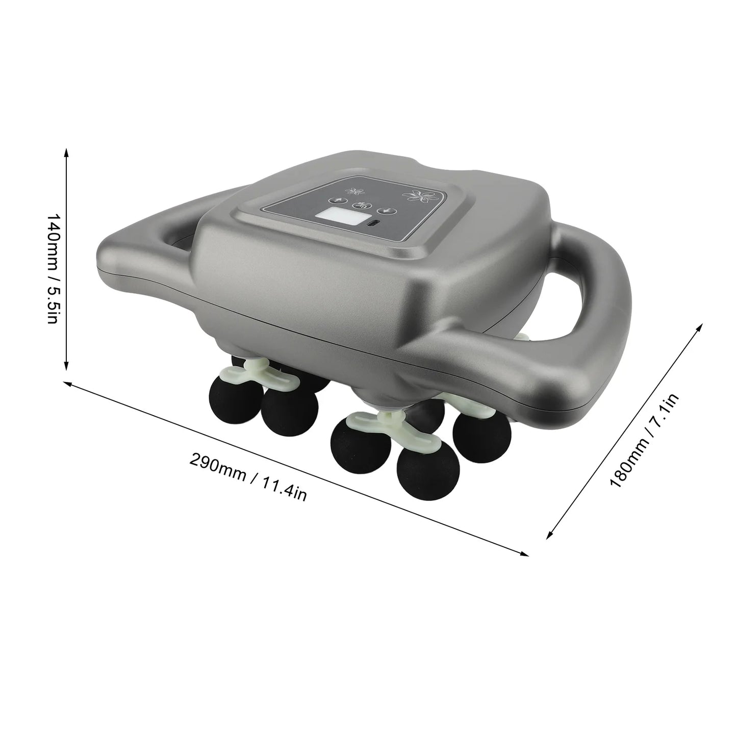 1PC 16 Heads Deep Tissue Massager 99 Intensity Levels Rechargeable ABS Silicone Gray Electric Massager for Back Shoulder Neck