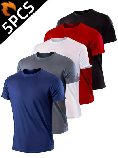 Men's Quick-Dry Sport Shirts 5-Pack | Breathable Athletic Training Tees – Wellness-Whirl