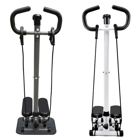 Exercise Stepper Machine Fitness Twist Stepper Stair Step with Handlebar LCD Monitor Resistance Bands Cardio Workout Home Gym