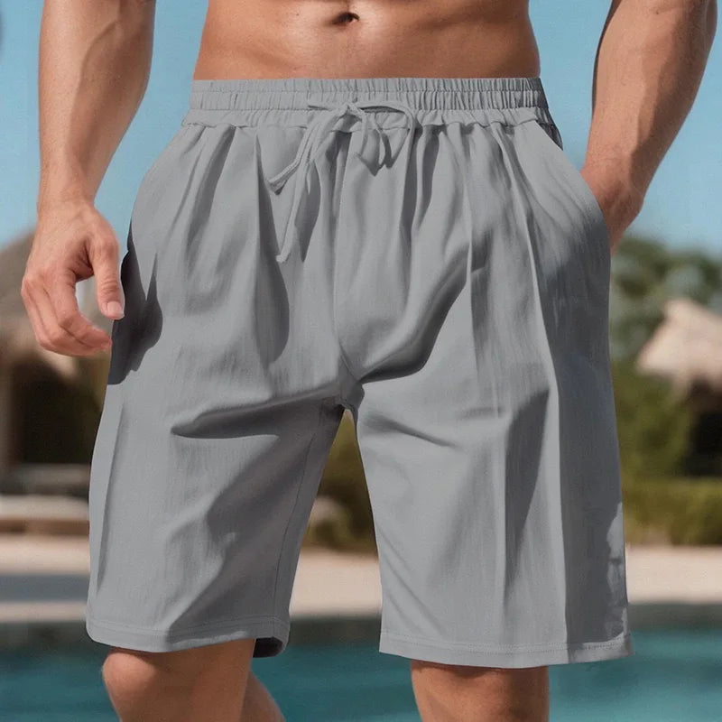 Men Light Blue Quick Dry Beach Shorts Elastic Drawstring Waist Loose Fit Knee Length Swim Trunks Lightweight Breathable Casual  Shorts With Side Pockets