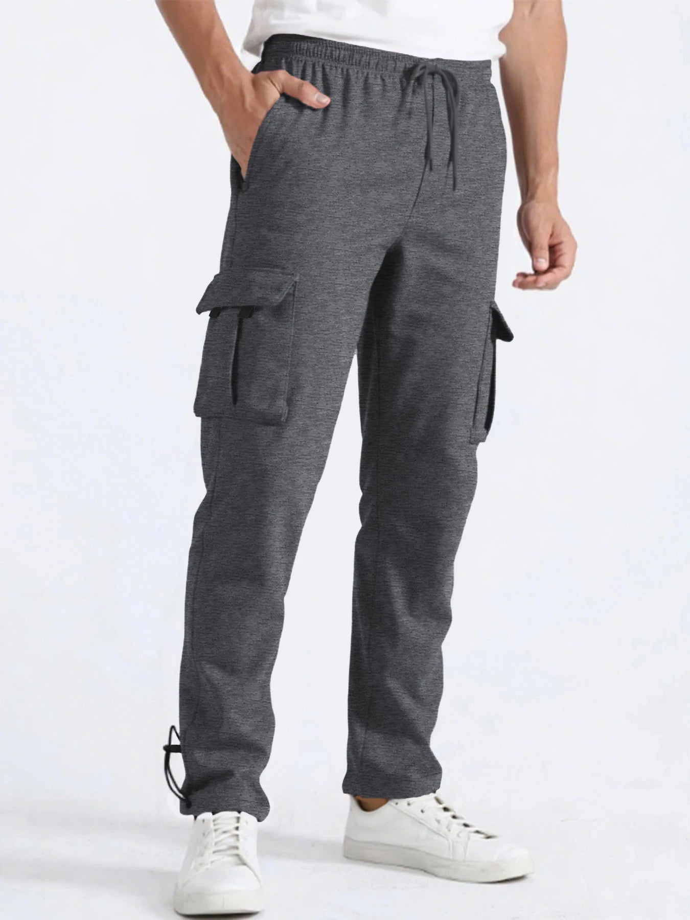 Men's Sweatpants Straight Fit Joggers for Sports and Streetwear Loose Oversized Drawstring Long Pants Men Multi-pocket Pants