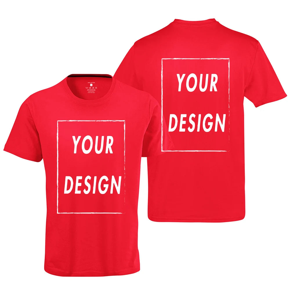 Design Your Own Logo Text Photo Custom T Shirt for Men Free Both Sides US Size Cotton Personalized T-shirt Shipping From US