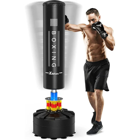 70'' Freestanding Punching Bag Heavy Boxing Bag with Boxing Gloves Adult/Men Stand Kickboxing Bag for MMA Martial Arts Boxing T