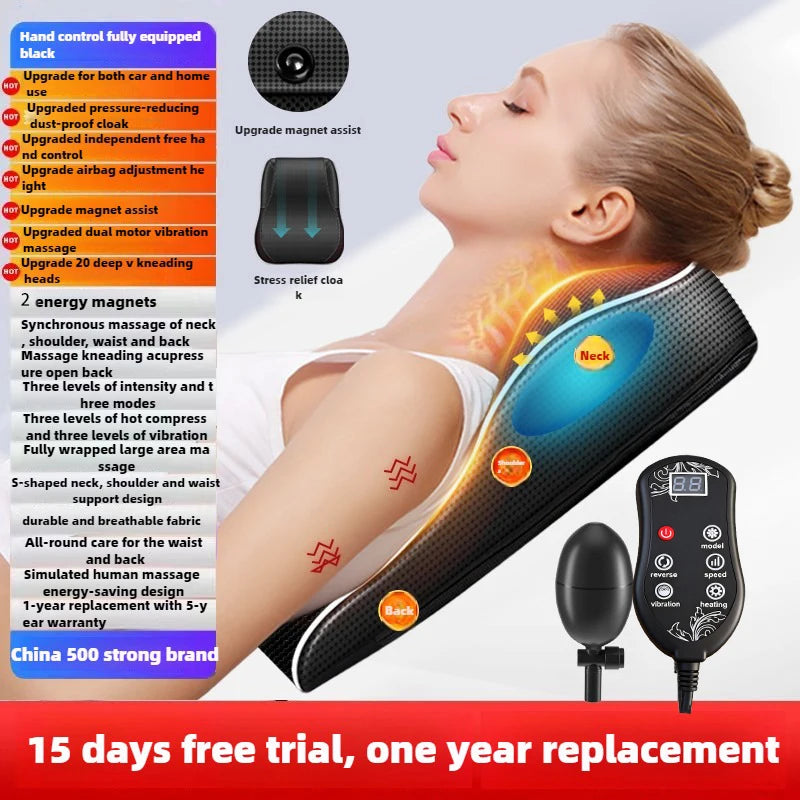 Direct Electric Shiatsu Head, Neck, Cervical Body, Massager Car Back Pillow with Heating Vibrating Massage