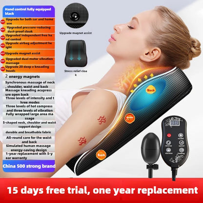 Electric Cervical Massager Waist Back Shoulder Neck Kneading Heated Deep Muscle Car and Home Use Massage Pillow Gift for Elders