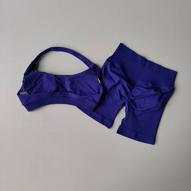 Women's Halter Neck Sports Bra & High-Waist Shorts Set | Yoga & Pilates Activewear – Wellness-Whirl